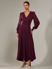 Jolie Moi Purple Long Sleeve Supersoft Jersey Maxi Dress - Image 4 of 6