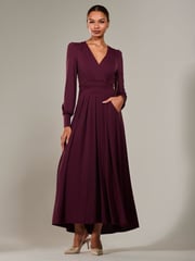 Jolie Moi Purple Long Sleeve Supersoft Jersey Maxi Dress - Image 6 of 6