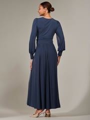 Jolie Moi Aqua Blue Long Sleeve Supersoft Jersey Maxi Dress - Image 2 of 5