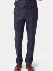 Brook Taverner Blue Check Wool Suit Trousers - Image 1 of 2