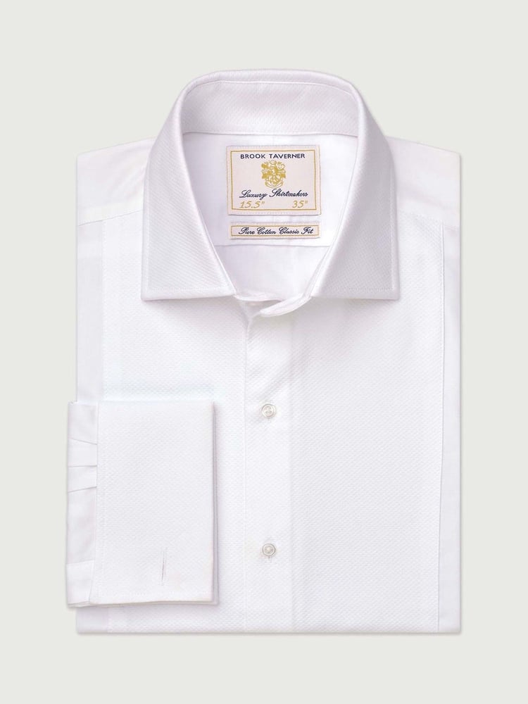 Brook Taverner White Dinner Shirt With Marcella 100% Cotton Bib - Image 1 of 3