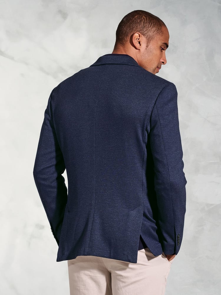 Brook Taverner Blue Jersey Subtle Puppytooth Jacket - Image 2 of 5