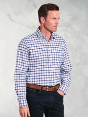 Brook Taverner Blue Oxford Grid Check 100% Cotton Shirt - Image 1 of 4