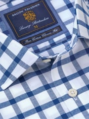 Brook Taverner Blue Oxford Grid Check 100% Cotton Shirt - Image 3 of 4