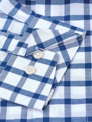 Brook Taverner Blue Oxford Grid Check 100% Cotton Shirt - Image 4 of 4