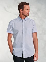 Brook Taverner Blue Textured 100% Cotton Shirt - Image 1 of 4