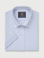 Brook Taverner Blue Textured 100% Cotton Shirt - Image 2 of 4