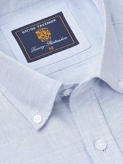 Brook Taverner Blue Textured 100% Cotton Shirt - Image 3 of 4