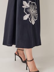 Monsoon Black Sophie Embroidered Fit & Flare Midi Dress - Image 4 of 5