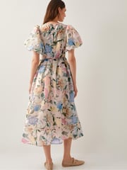 Monsoon Pink Agnes Floral Puff Sleeve Midi Dress - Image 3 of 5
