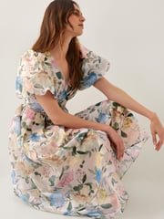 Monsoon Pink Agnes Floral Puff Sleeve Midi Dress - Image 4 of 5