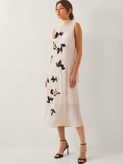 Monsoon Cream Ari Floral Embellished Midi Dress - Image 1 of 4