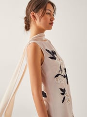 Monsoon Cream Ari Floral Embellished Midi Dress - Image 3 of 4