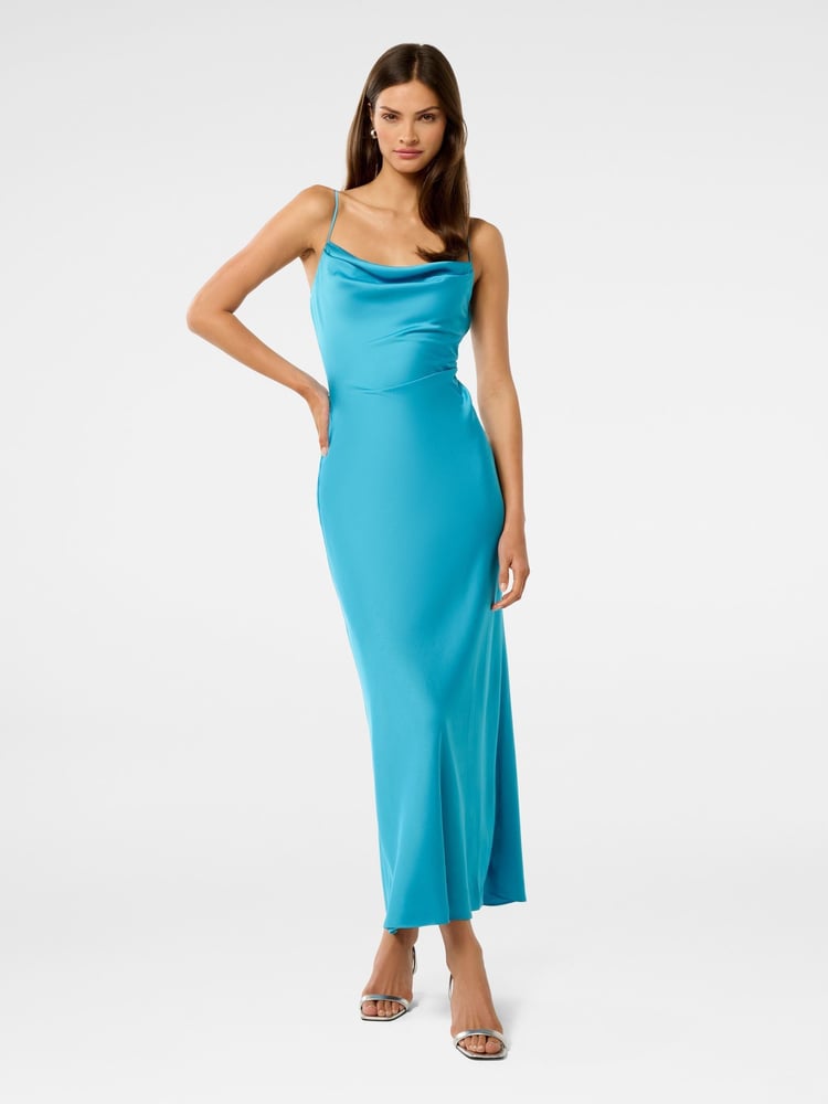 Forever New Blue Mia Satin Maxi Dress - Image 1 of 5