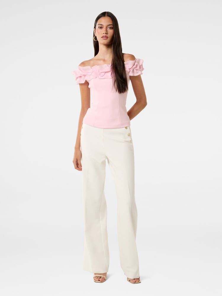 Forever New Pink Stephanie Ruffle Crepe Bustier Top - Image 5 of 5