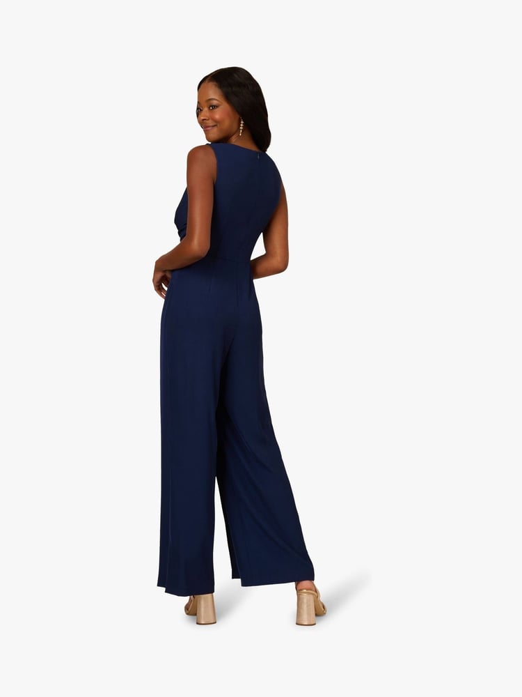 Adrianna Papell Blue Twist Front Overlay Jumpsuit - Image 2 of 6