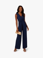 Adrianna Papell Blue Twist Front Overlay Jumpsuit - Image 4 of 6