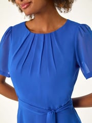 Roman Blue Pleated Chiffon Midi Dress - Image 5 of 5