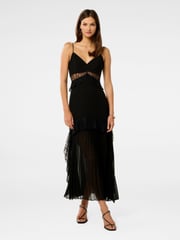 Forever New Black Lara Pleated Ruffle Maxi Dress - Image 1 of 4