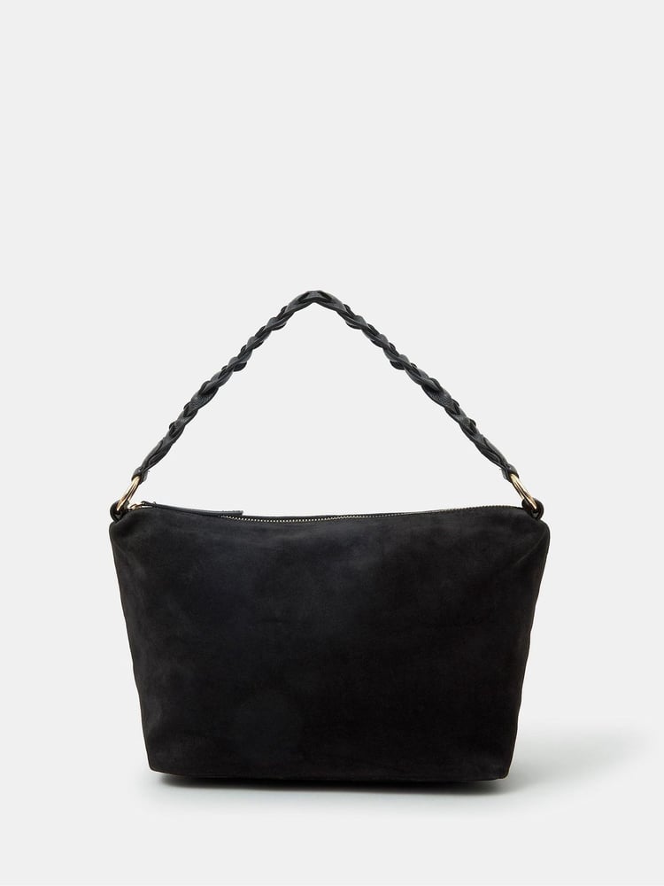 Accessorize Black Braided Strap Suede Shoulder Bag - Image 1 of 2