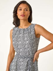 Roman White Spot Print Pleated Midi Dress - Image 4 of 5