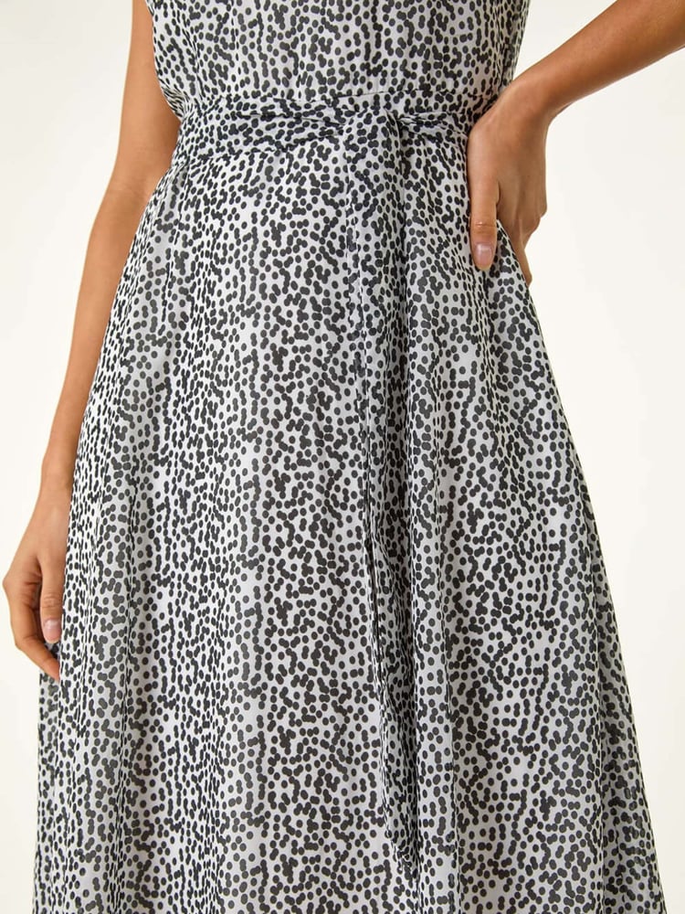 Roman White Spot Print Pleated Midi Dress - Image 5 of 5
