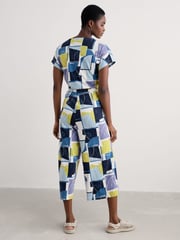 Seasalt Cornwall Denim Blue Rose Trellis Wide Leg Jumpsuit - Image 2 of 5