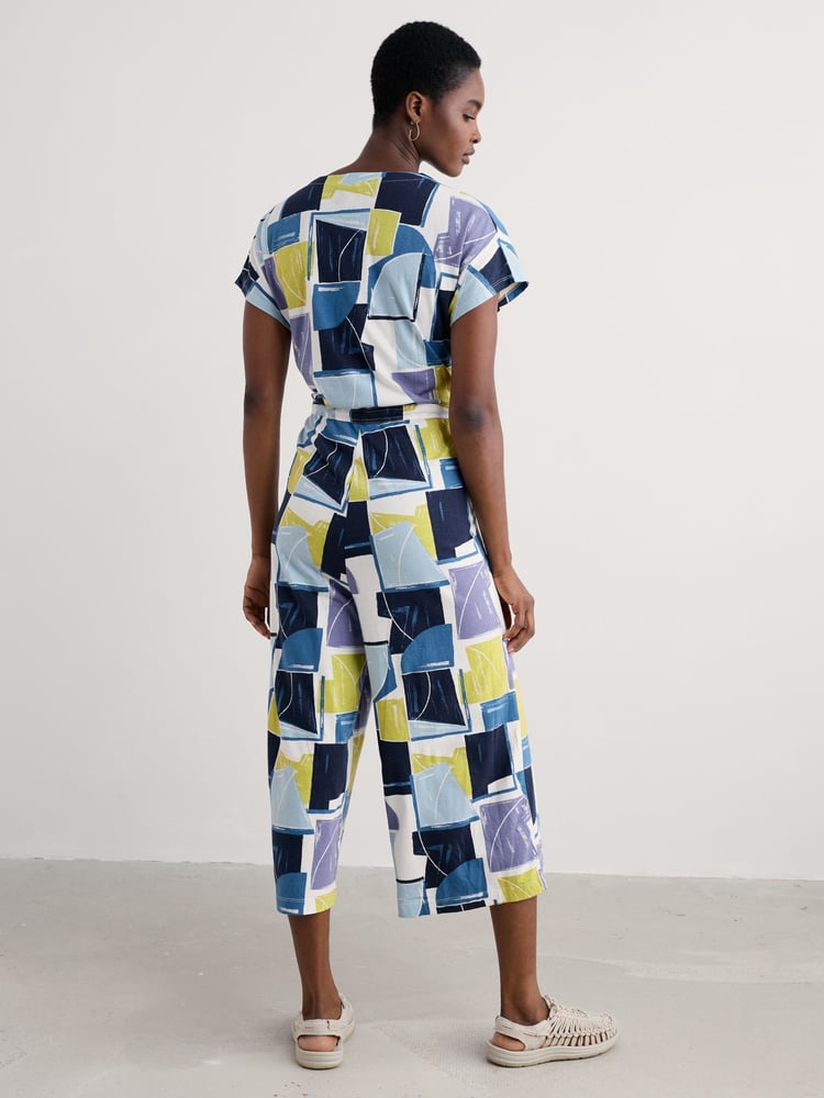 Seasalt Cornwall Denim Blue Rose Trellis Wide Leg Jumpsuit - Image 2 of 5 Seasalt Cornwall Denim Blue Rose Trellis Wide Leg Jumpsuit - Image 2 of 5