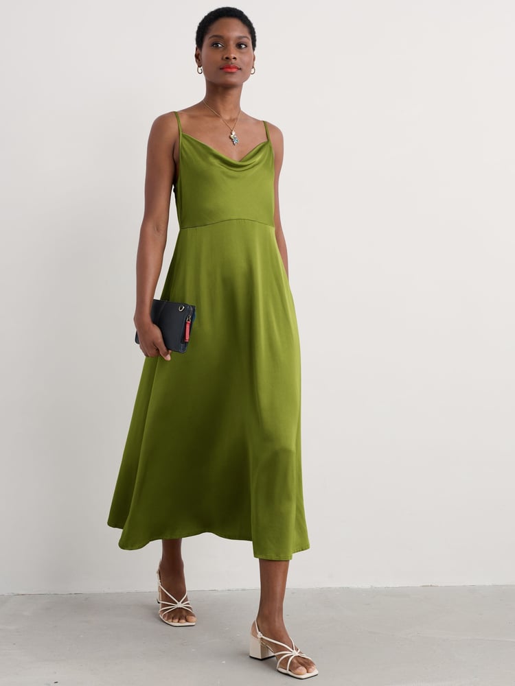 Seasalt Cornwall Green Petite Housel Bay Satin Cami Dress - Image 1 of 5 Seasalt Cornwall Green Petite Housel Bay Satin Cami Dress - Image 1 of 5