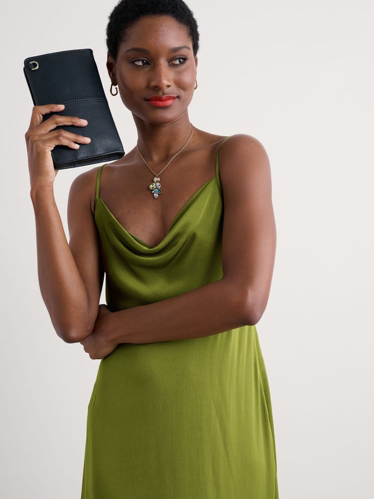 Seasalt Cornwall Green Petite Housel Bay Satin Cami Dress - Image 2 of 5 Seasalt Cornwall Green Petite Housel Bay Satin Cami Dress - Image 2 of 5