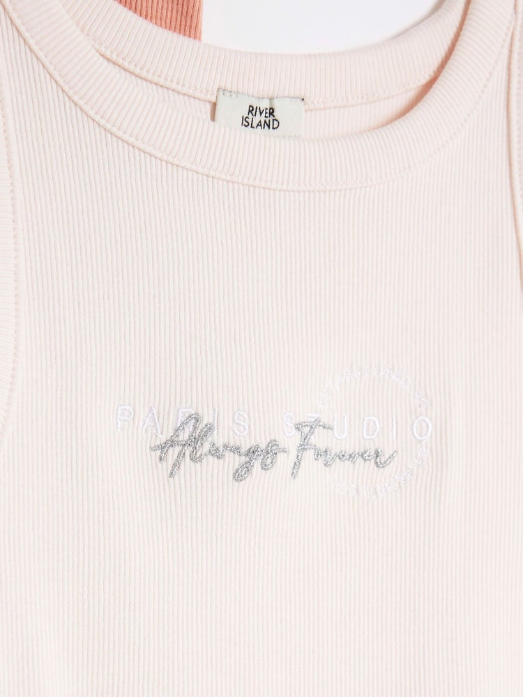 River Island Pink Girls Tank Tops 2 Pack - Image 4 of 4