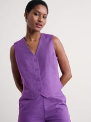 Seasalt Cornwall Purple Erica Linen Blend Waistcoat - Image 3 of 5