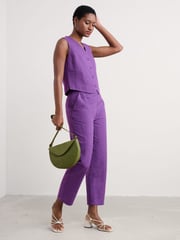 Seasalt Cornwall Purple Erica Linen Blend Waistcoat - Image 4 of 5