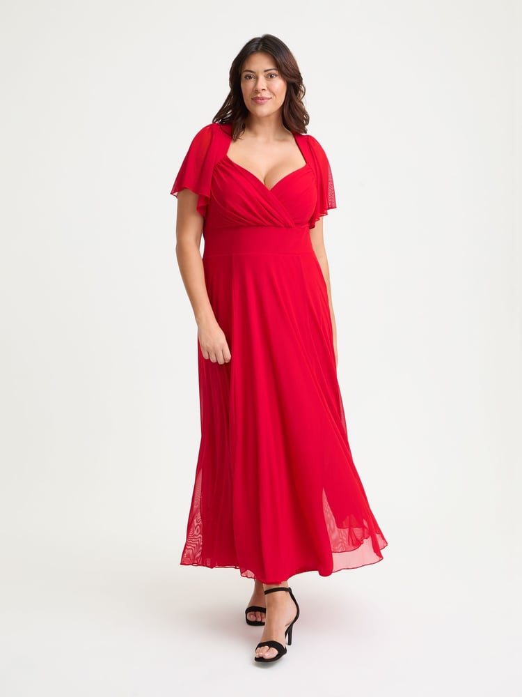 Scarlett & Jo Red Kemi Bright Bolero Wrap Bodice Maxi Gown - Image 1 of 1