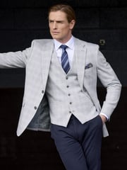 Skopes Blue Aspen Tailored Fit Single Breasted Puppytooth Check Waistcoat - Image 4 of 6