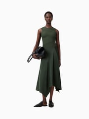 AllSaints Green Pia Satin Dress - Image 1 of 6
