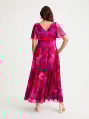 Scarlett & Jo Pink Isabelle Cerise Purple Angel Sleeve Maxi Dress - Image 4 of 4