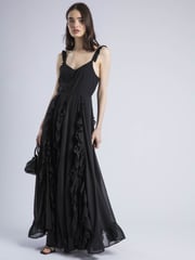 Religion Black 100% Cotton Kate Maxi Ruffle Dress With Spaghetti Straps - Image 4 of 6