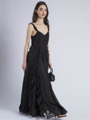 Religion Black 100% Cotton Kate Maxi Ruffle Dress With Spaghetti Straps - Image 5 of 6