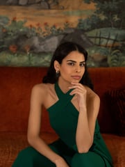 Yumi Green Cross Over Halter Neck Jumpsuit - Image 3 of 5