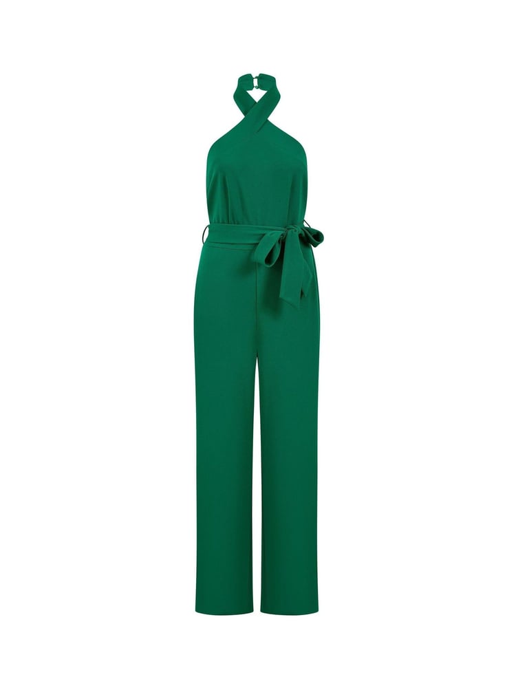 Yumi Green Cross Over Halter Neck Jumpsuit - Image 5 of 5