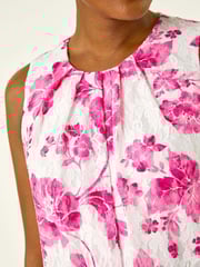 Roman Pink Floral Print Lace Swing Stretch Dress - Image 5 of 5