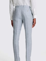 MOSS Blue Tailored Fit Linen Trousers - Image 2 of 3