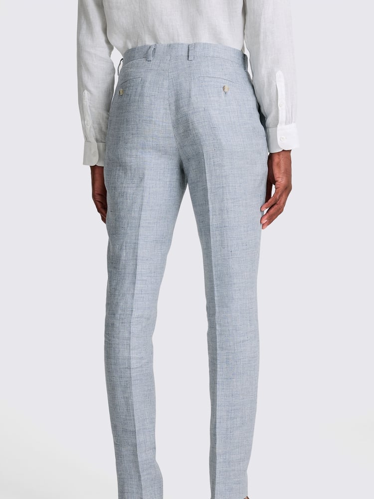 MOSS Blue Tailored Fit Linen Trousers - Image 2 of 3