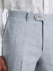 MOSS Blue Tailored Fit Linen Trousers - Image 3 of 3