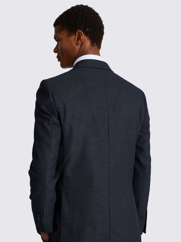 MOSS Blue Tailored Fit Slub Jacket - Image 2 of 4