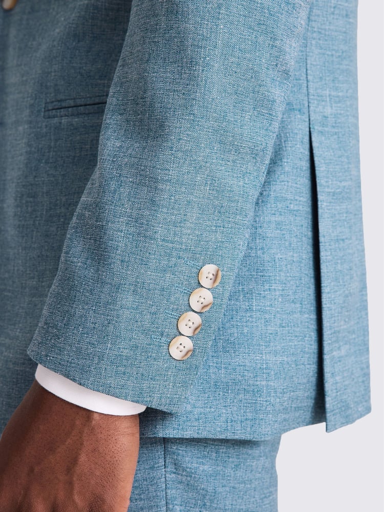 MOSS Blue Tailored Fit Slub Jacket - Image 4 of 4