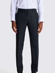 MOSS Blue Tailored Fit Slub Trousers - Image 1 of 3