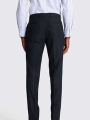 MOSS Blue Tailored Fit Slub Trousers - Image 2 of 3
