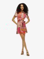 Superdry Pink Patchwork Mini Shirt Dress - Image 3 of 8